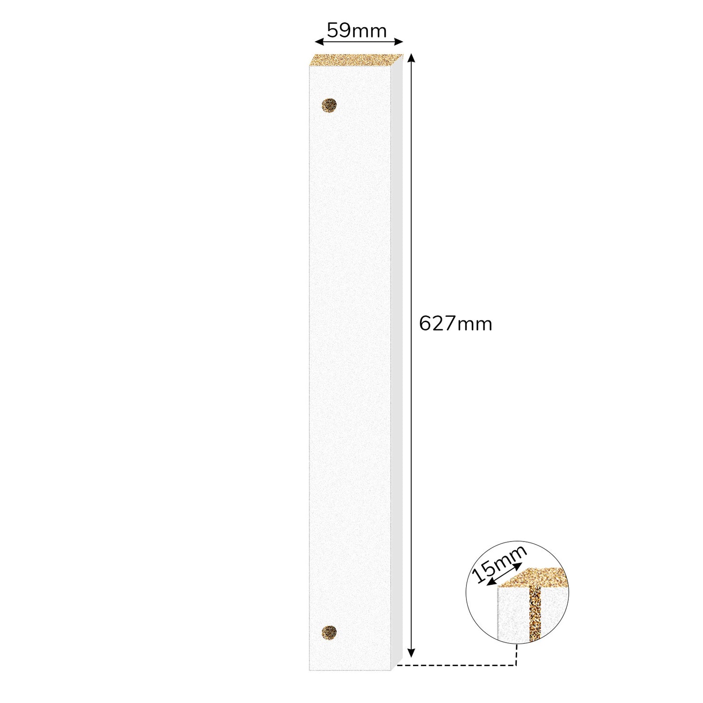 24.69" x 2.32" x 0.59" Melamine Faced Particle Board - Double-Sided Laminated