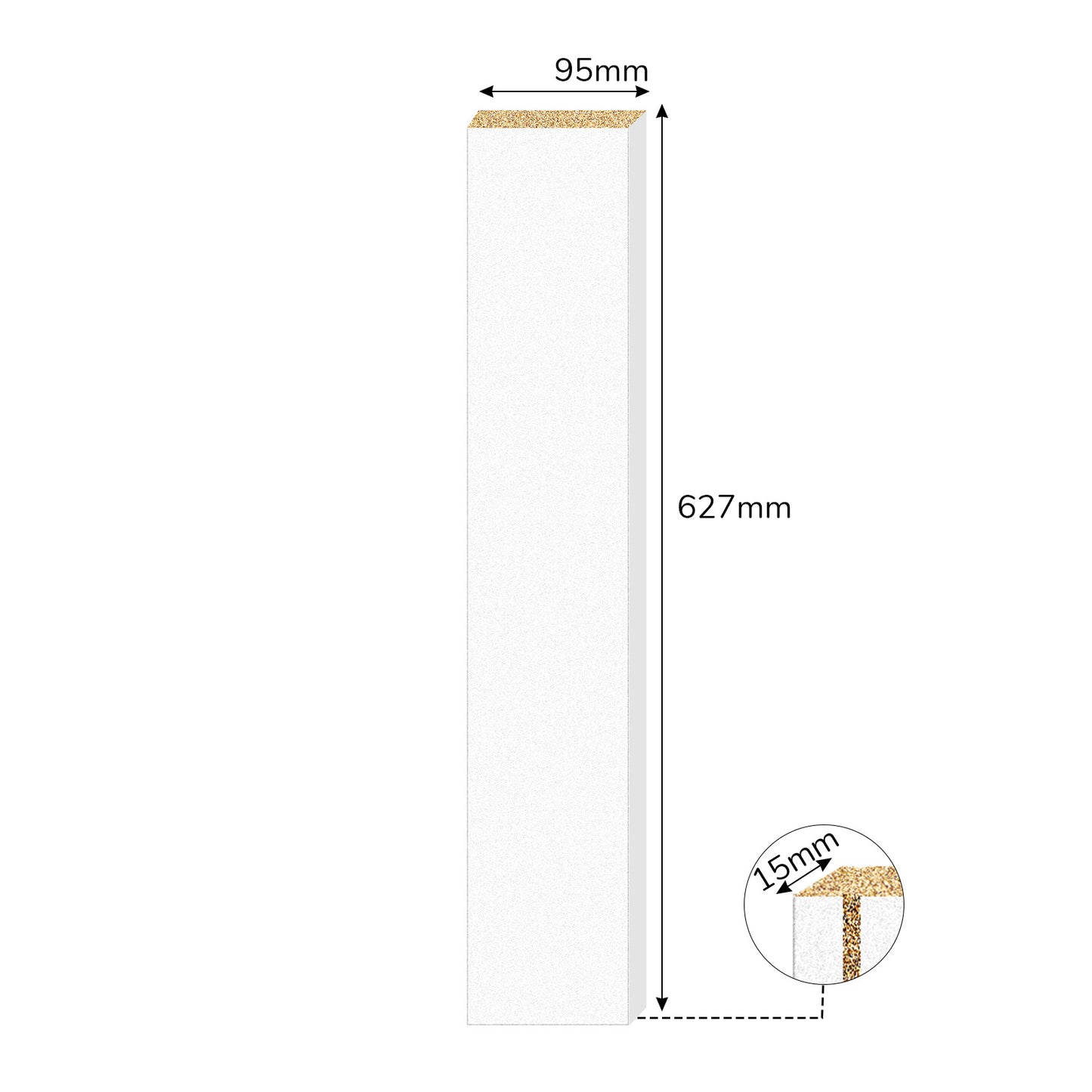 24.69" x 3.74" x 0.59" Melamine Faced Particle Board